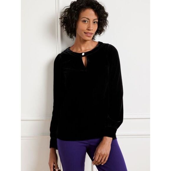 Talbots EFFORTLESS black VELVET TOP blouse size 2X NWT - Picture 1 of 12